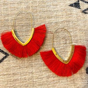 Red Feather Earrings